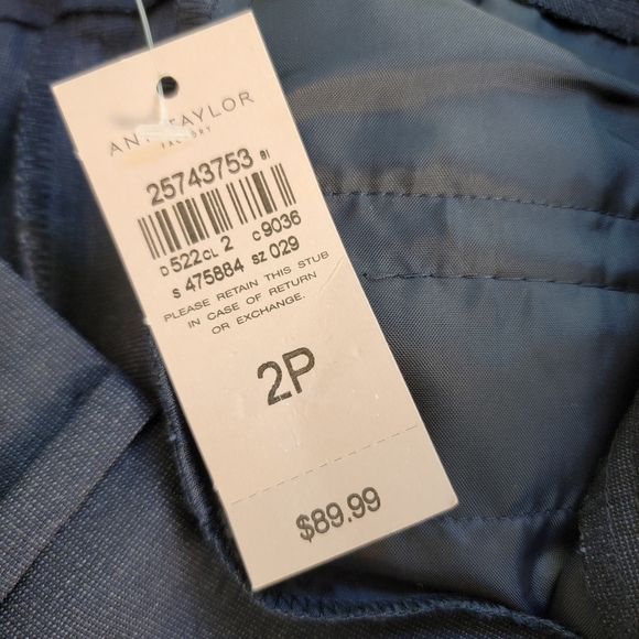 Ann Taylor Factory Navy Blue Modern Fit Trouser Straight-Leg Slim 2P Dress Pants - Picture 9 of 12